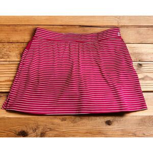 IZOD Golf Skort Sz L Red Striped Stretch Pockets Full Skirt Athletic Athleisure